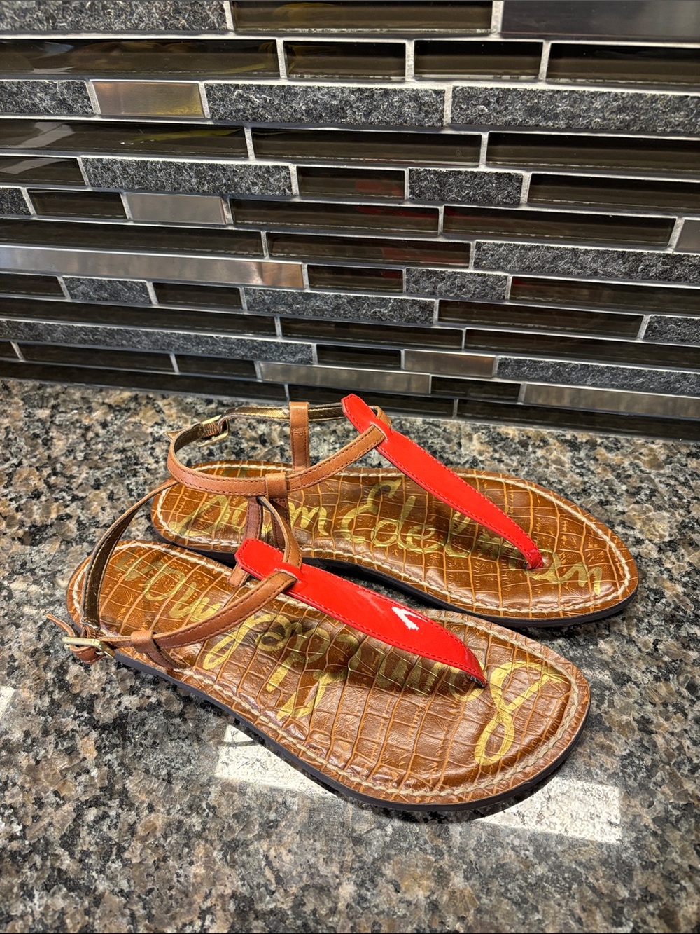 Sam Edelman Red Patent Gigi Sandals Size 6.5